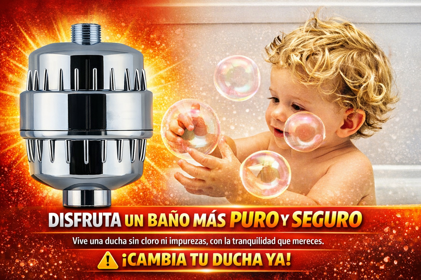 Filtro universal de 15 etapas que ayuda a reducir cloro, sedimentos e impurezas. Fácil de instalar, incluye repuestos y pagas al recibir.”