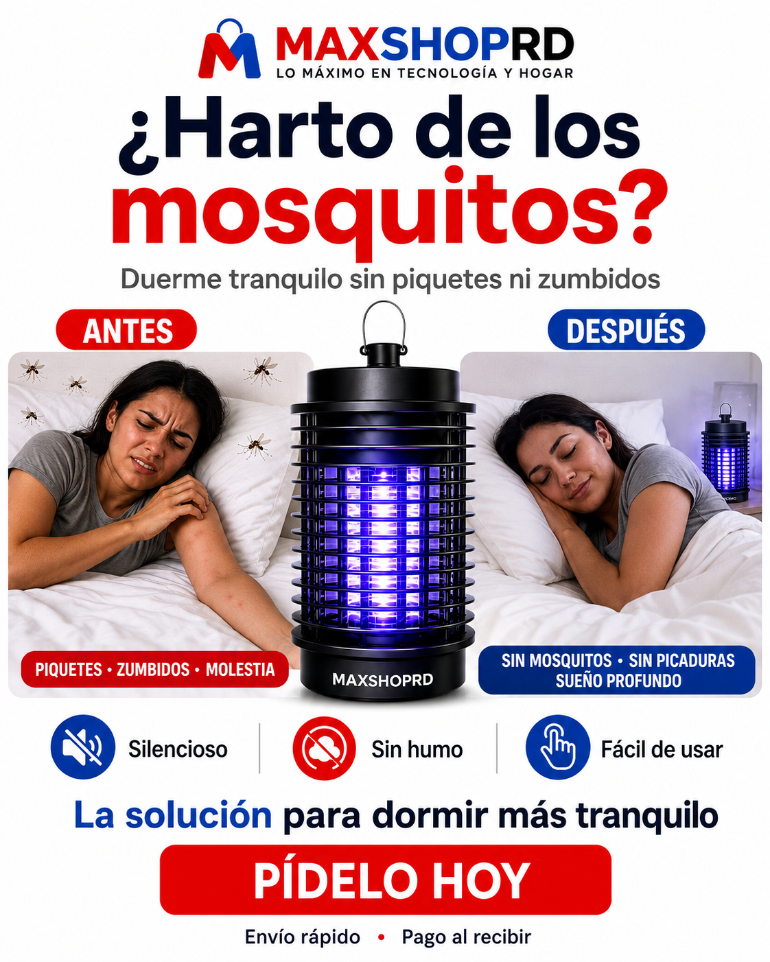 Mata Mosquitos Eléctrico LED 360°