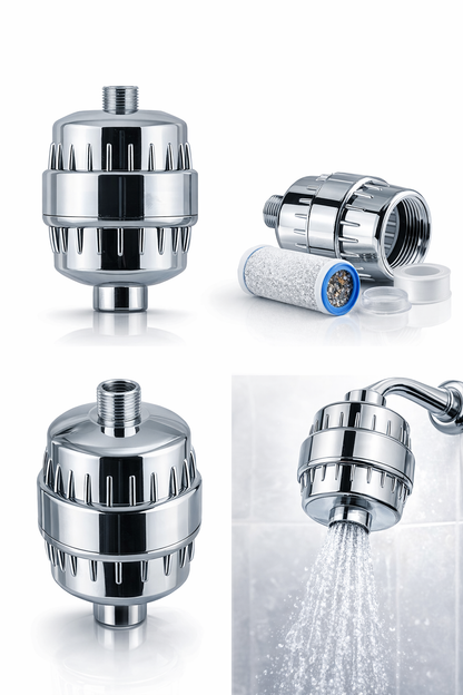 Filtro universal de 15 etapas que ayuda a reducir cloro, sedimentos e impurezas. Fácil de instalar, incluye repuestos y pagas al recibir.”